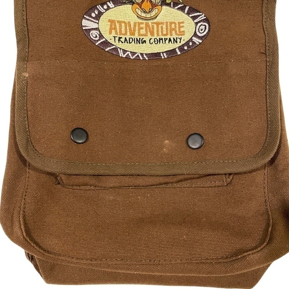 Disneyland Disney Tiki Adventure Trading Company Brown Bag Backpack RARE. - Picture 2 of 7